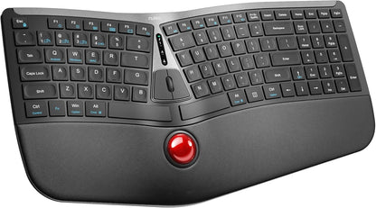Nulea RT07 Wireless Ergonomic Trackball Keyboard - Split Keyboard, Wrist Rest