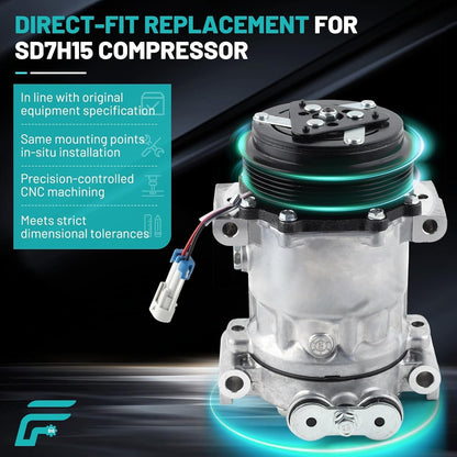 A/C Compressor Fit for Chevrolet K1500 K2500 K3500 P30, for GMC C1500 C2500 C350