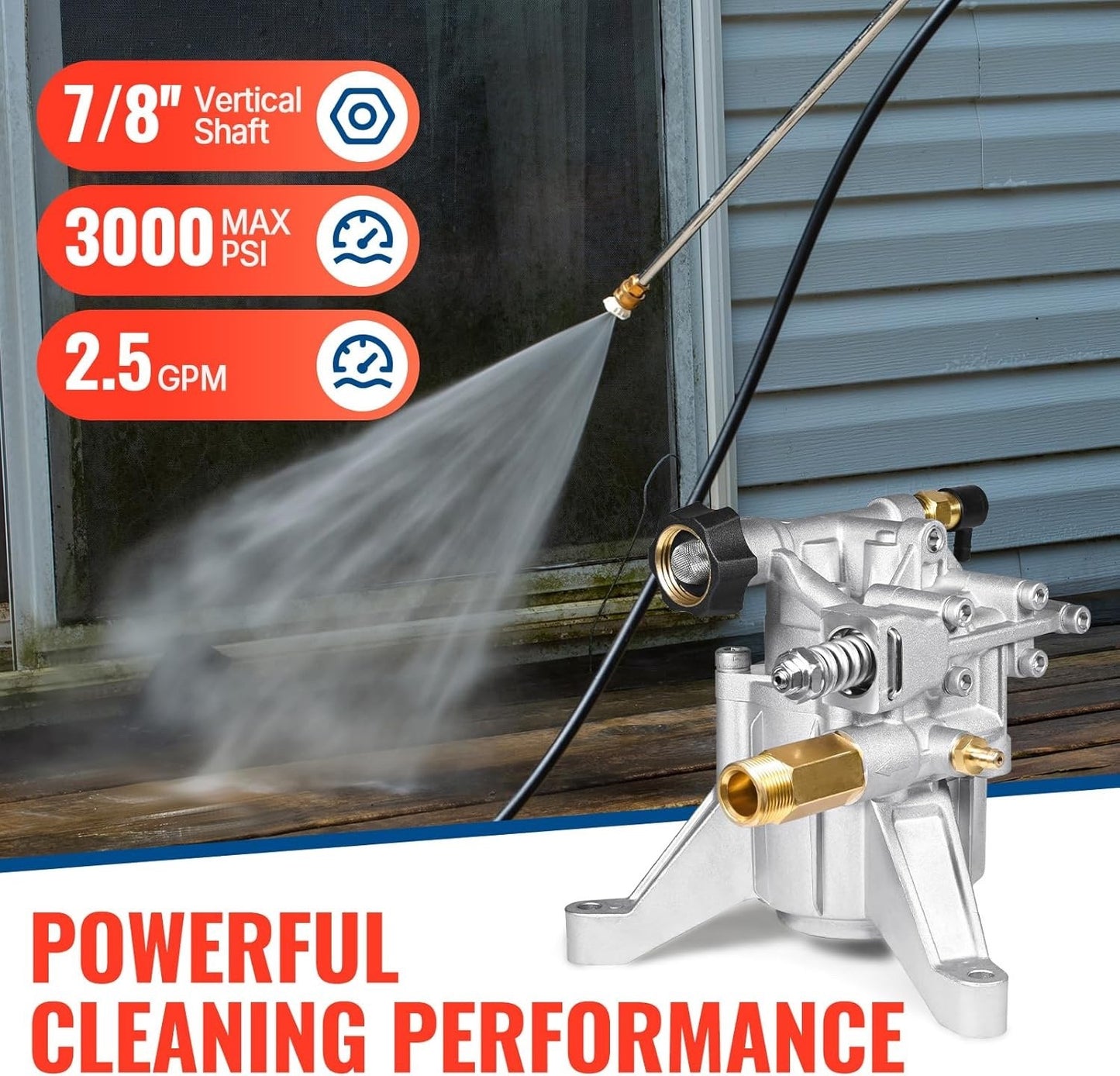 YAMATIC 3000 PSI Pressure Washer Pump  Vertical 7/8" Shaft 2.5 GPM
