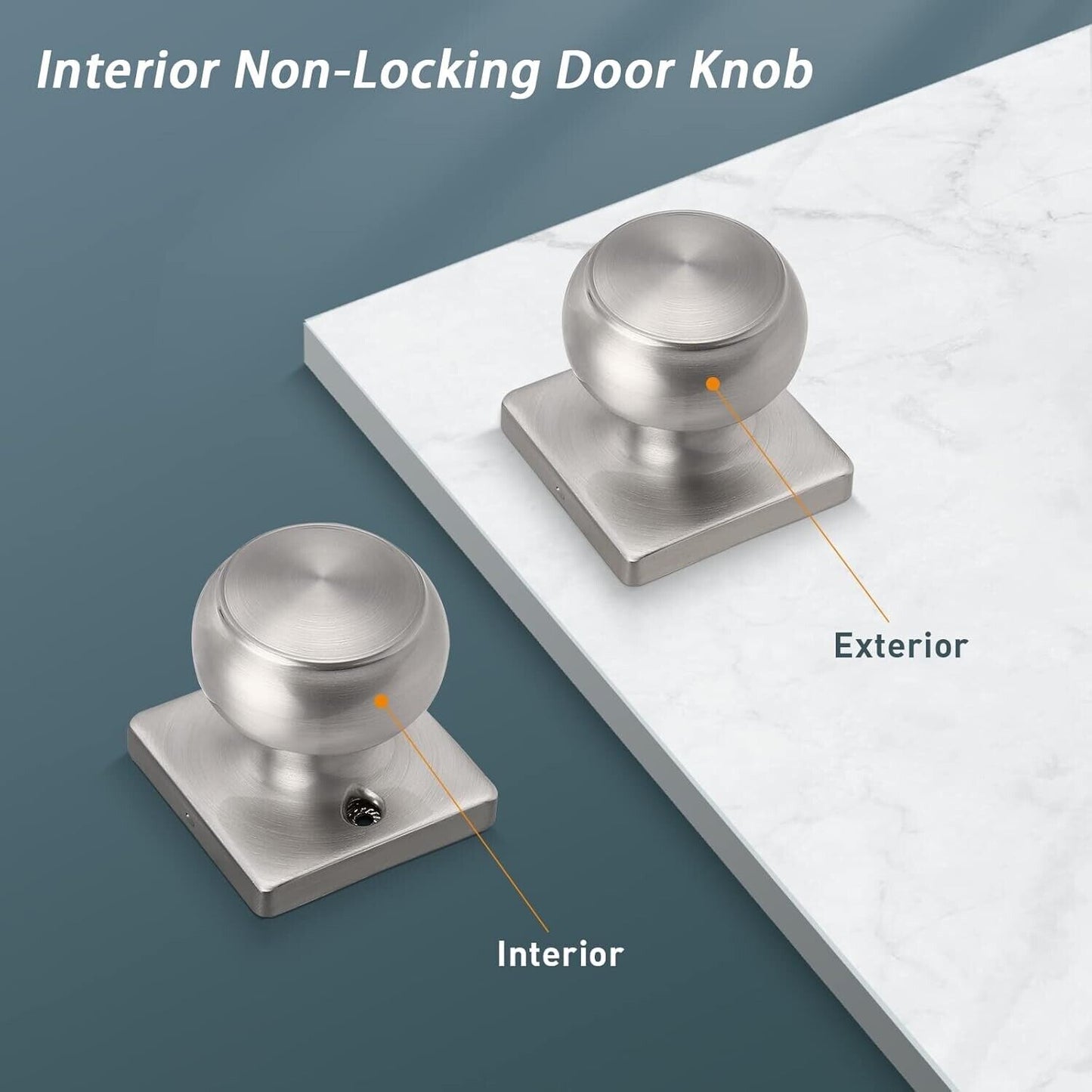 5 Pack Passage Door Knobs Interior for Hall/Closet, Satin Nickel Finish Keyless