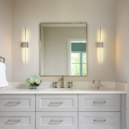 KUZZULL Modern Minimalist LED Bathroom Sconce, Brushed Nickel, 27.8" x 4.5.