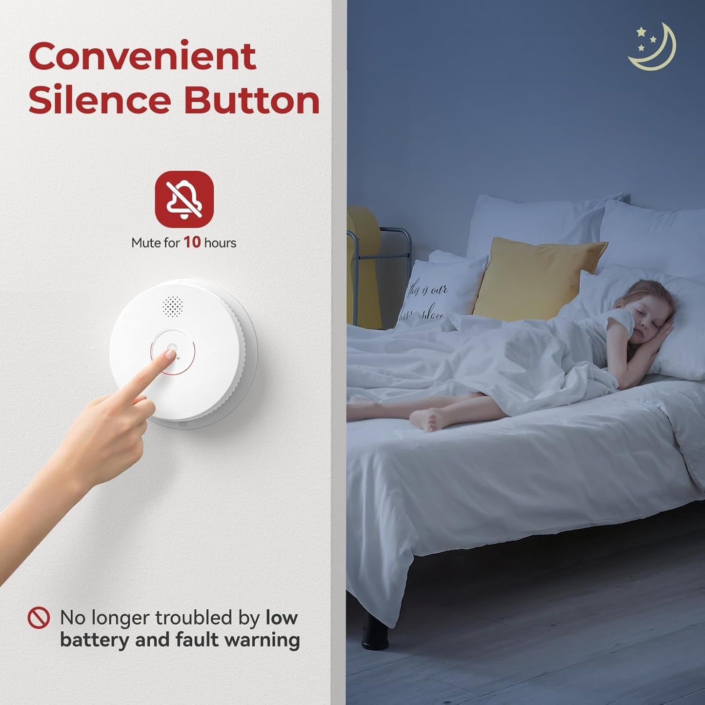 Hardwired Interconnected Smoke Detectors,Photoelectric Smoke Alarm with 9V Batte