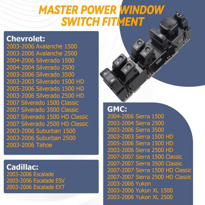 15883323 Master Power Window Switch & Door Lock Compatible with Chevrolet