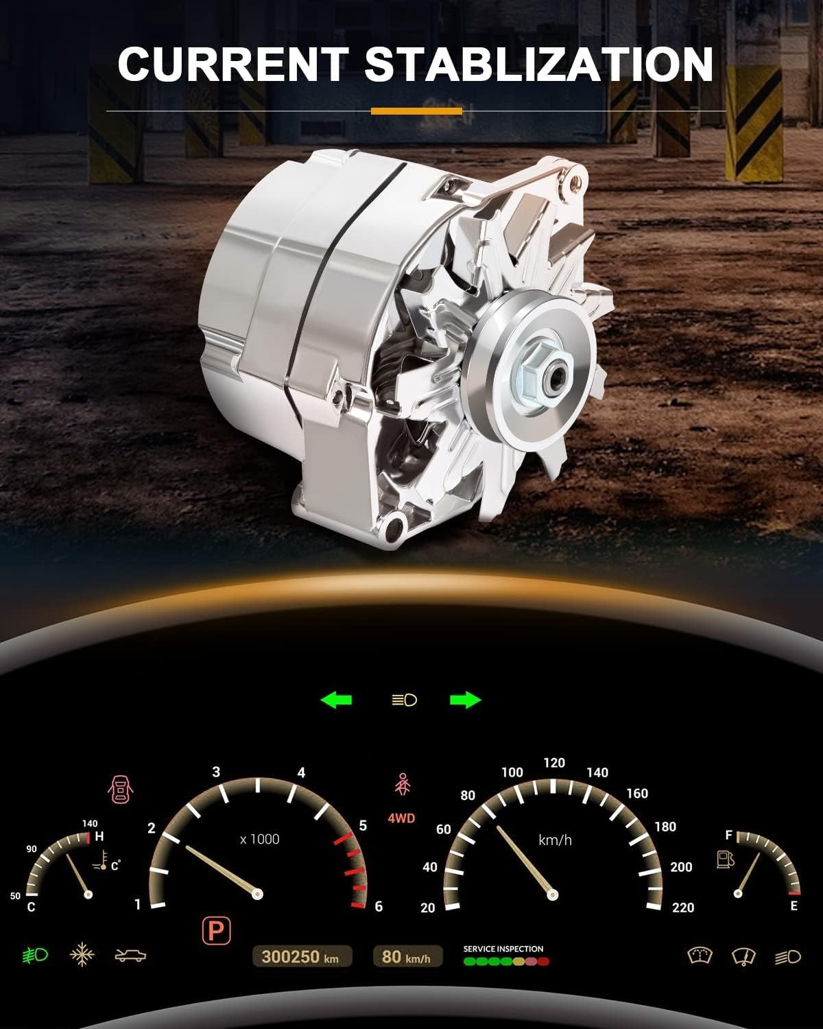 ROADFAR New Alternator High Output 100 AMP Chrome 1 Wire Replacement