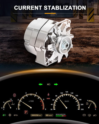 ROADFAR New Alternator High Output 100 AMP Chrome 1 Wire Replacement