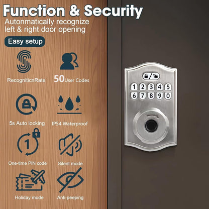 Keyless Smart Deadbolt – 3-in-1 Biometric, Keypad & Code Door Lock