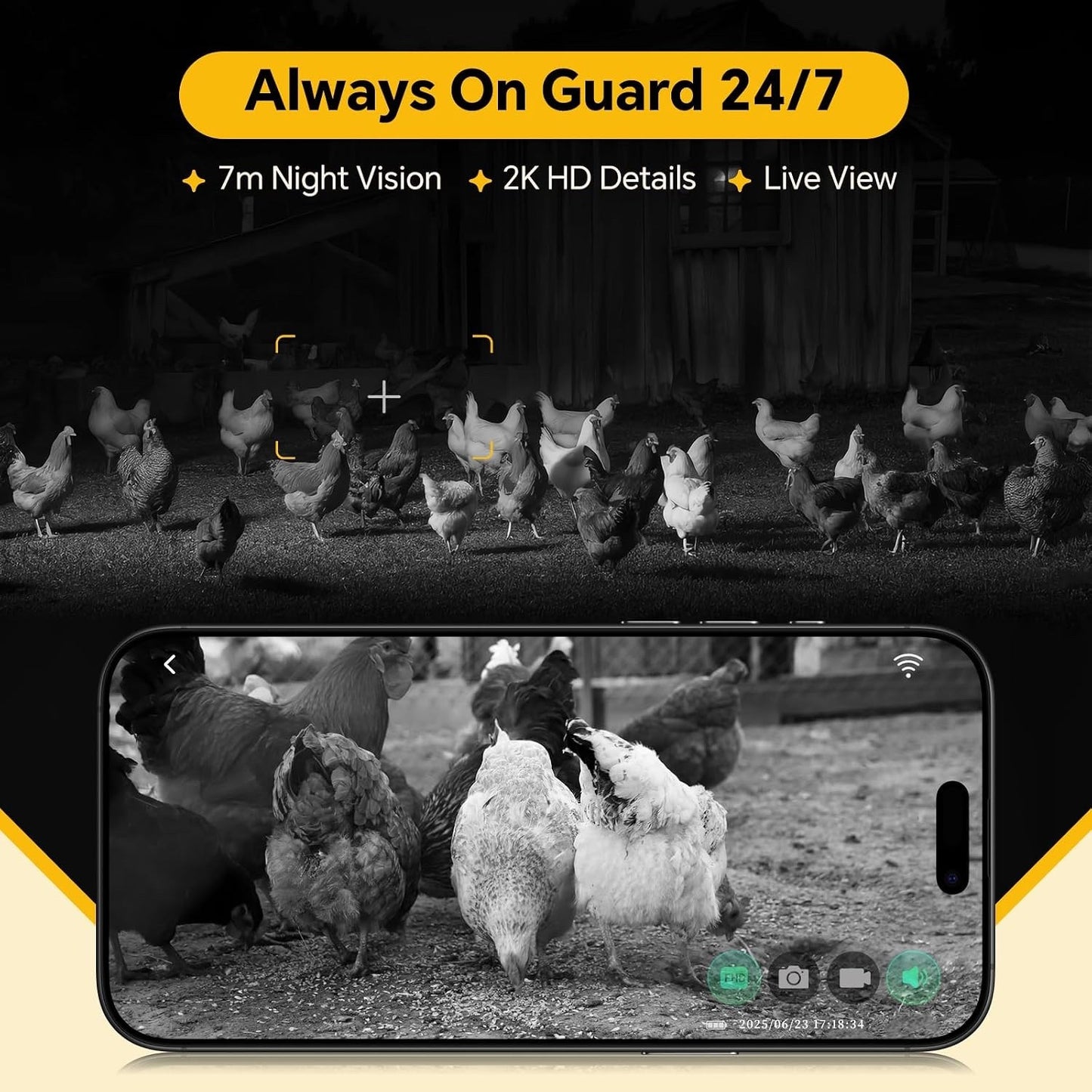 Besly HD AI Camera Automatic Chicken Coop Door, WiFi Solar Powered
