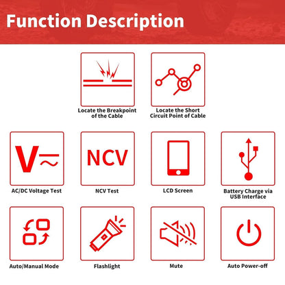 Underground Cable Locator, Rocky Mars Cable Tester Wire Tracker, NF826