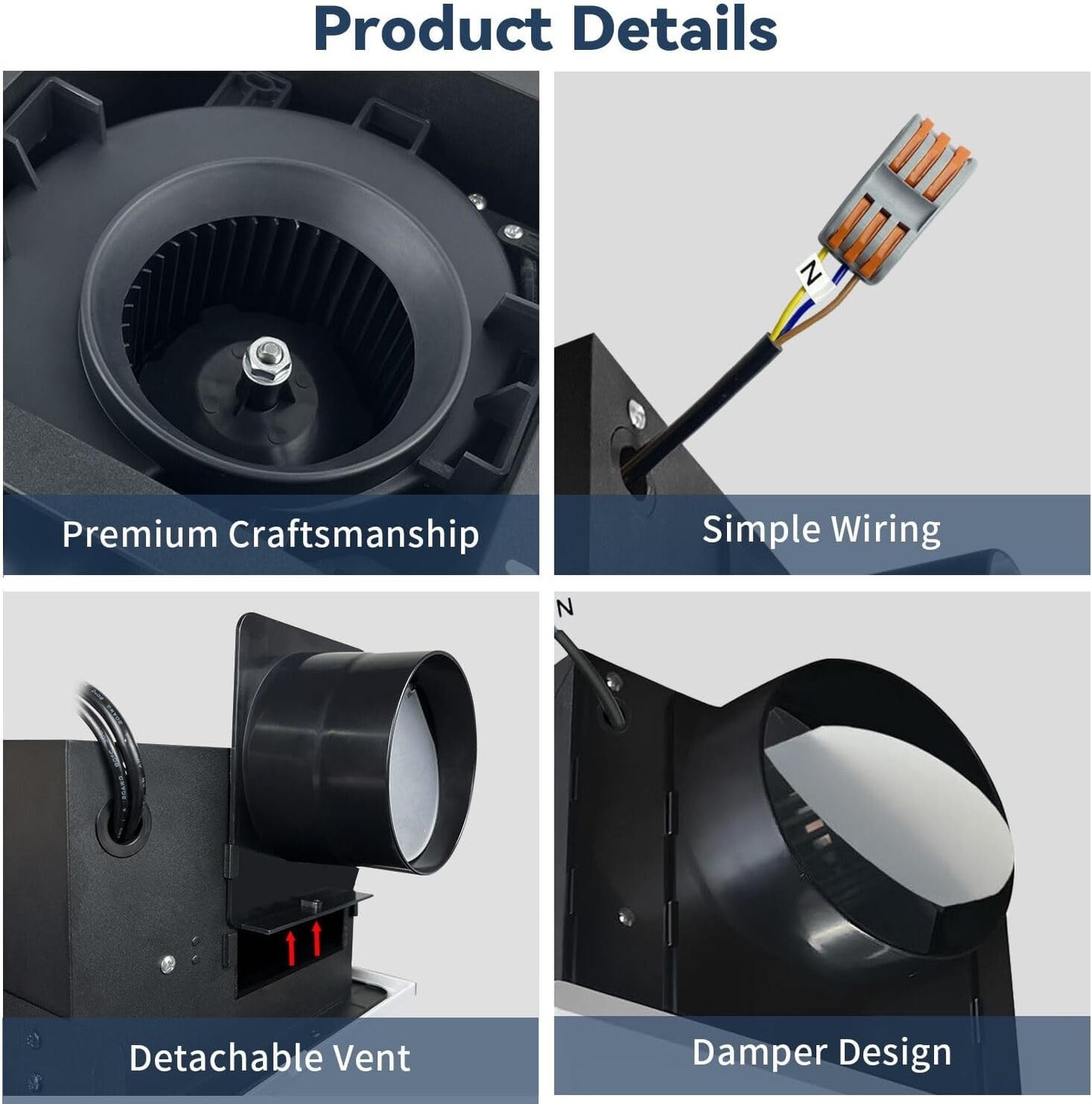 Bathroom Exhaust Fan 88CFM 1.0 Sone, Ultra-quiet Bathroom Vent Fan System Extra