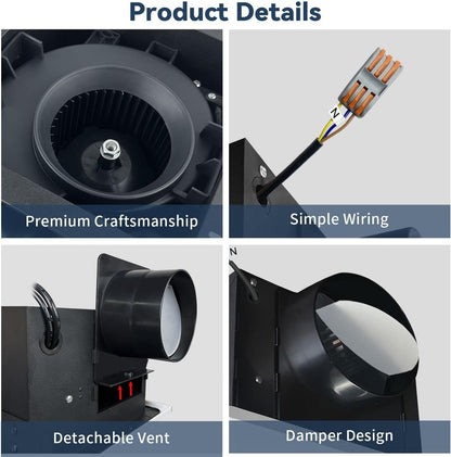 Bathroom Exhaust Fan 88CFM 1.0 Sone, Ultra-quiet Bathroom Vent Fan System Extra