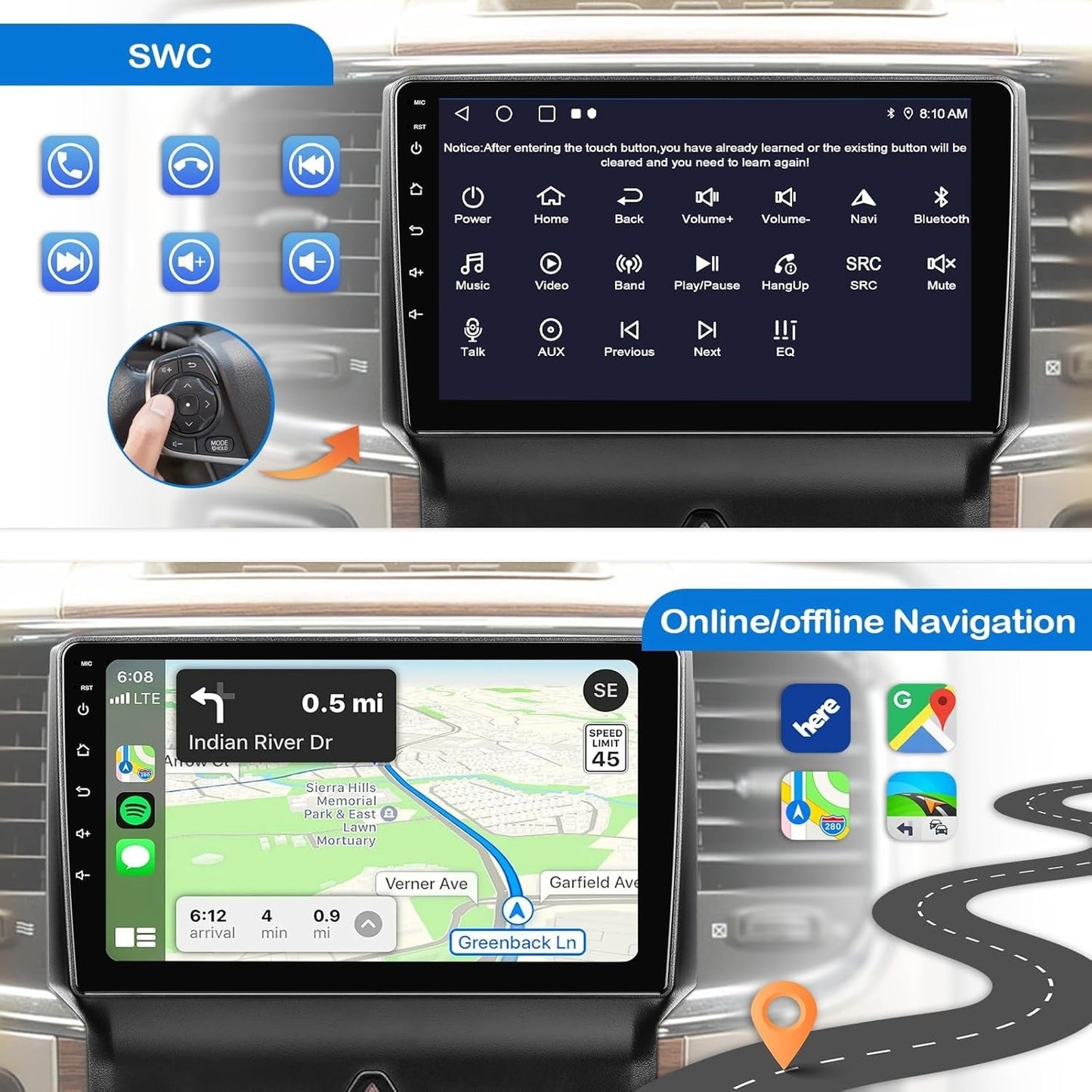 Car Stereo for Dodge RAM 1500 2500 3500 2013 2014 2015 2016 2017 2018 with Wirel