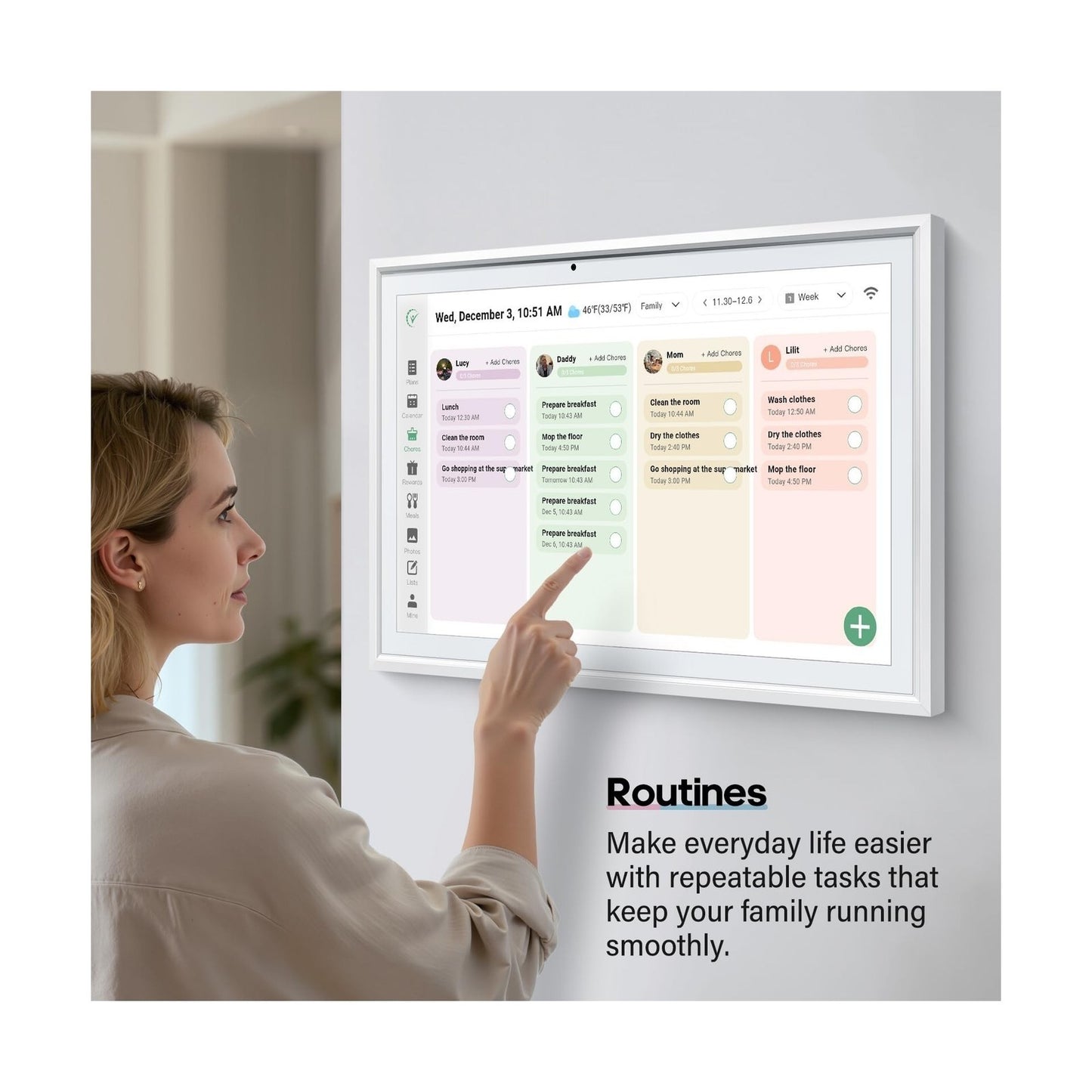 Digital Calendar 15.6 Inch Smart Electronic Family Planner with Chore Chart