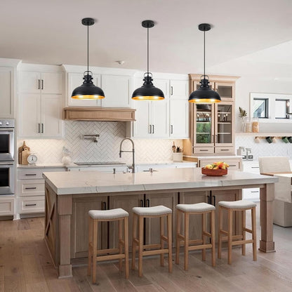 Refice 3 Pack Farmhouse Pendant Lights Black Pendant Lighting for Kitchen Island