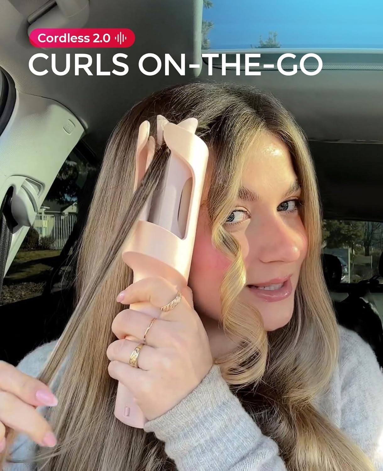 YMO Cordless Automatic Curling Iron - TYMO CurlGo 1 Inch Beach Waves Rotating