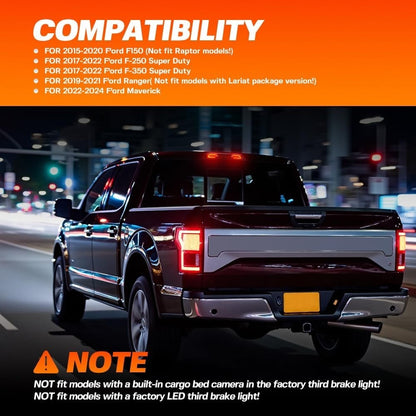 Led Third Brake Light for 15-20 F'ord F150 17-22 F250 F350 Super Duty Ranger