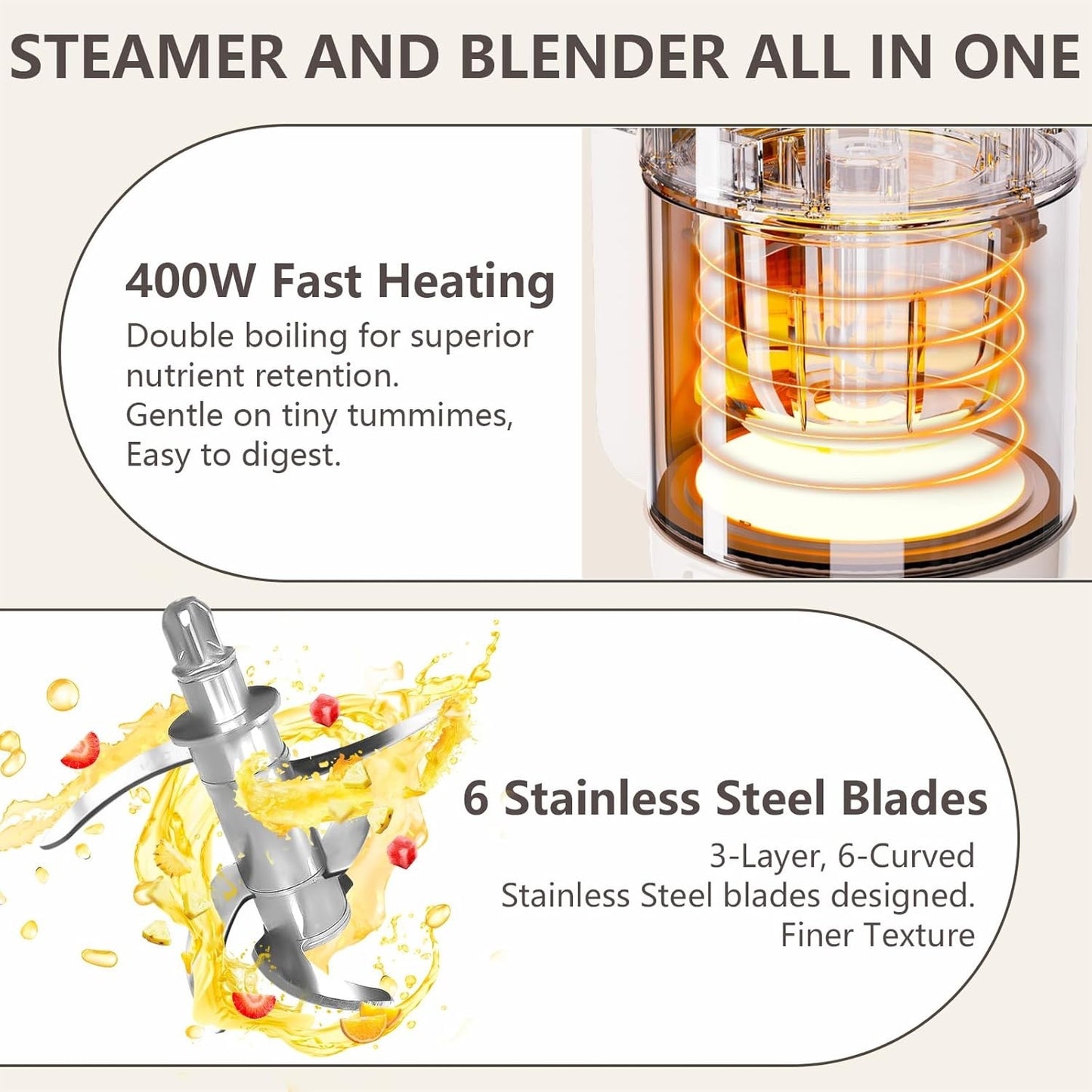 Baby Food Maker Glass 12oz Steamer and Blender Glass Reservoir & Bowl 9 in 1 Bab