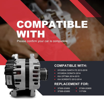 37300-2G800 New Alternator 12V 150A Fit for Kia Optima 2.4L 2013-2016, Hyundai
