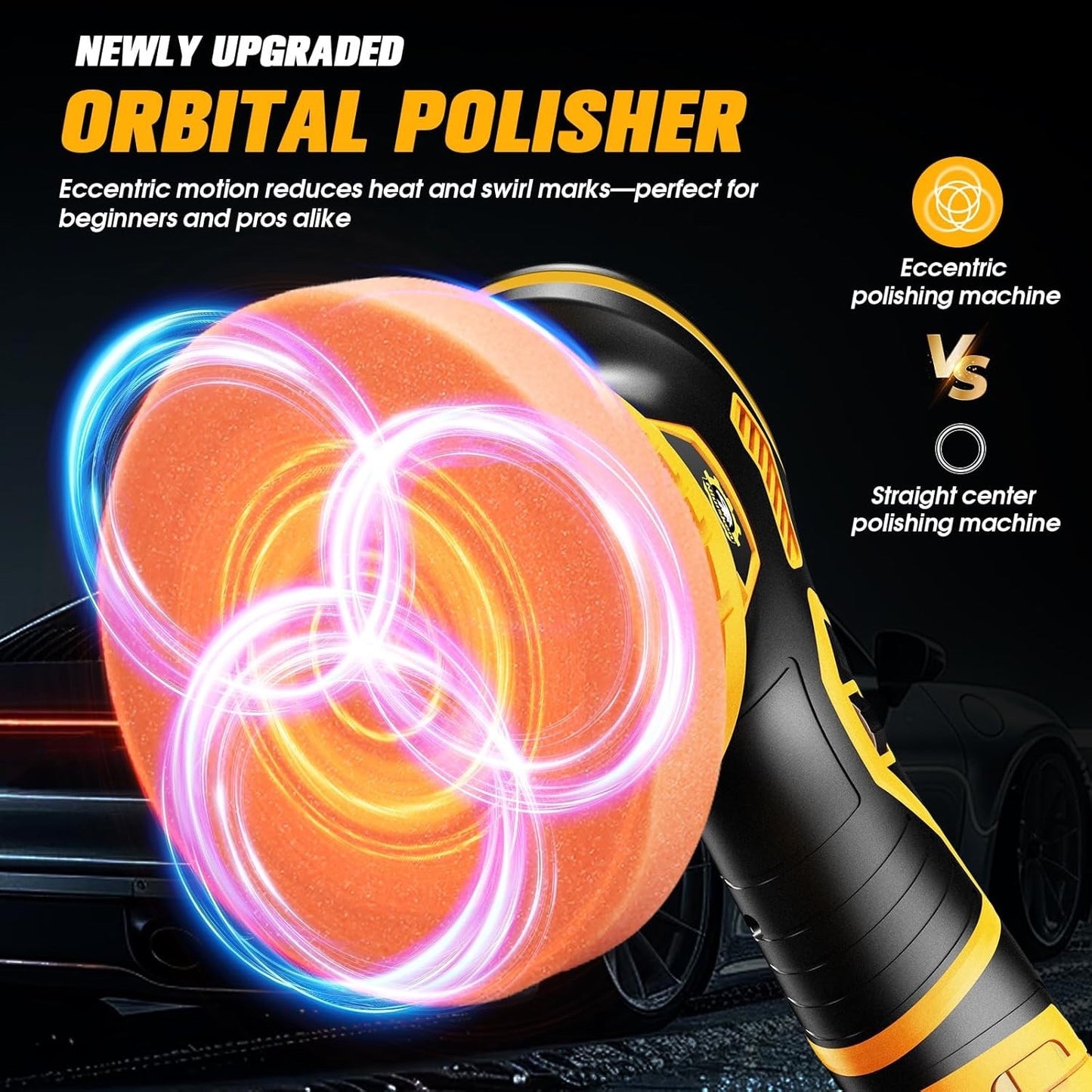 Cordless Car Buffer Polisher kit [2x 2000mAh 21V Batteries & 18 PCS Attachments]