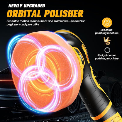 Cordless Car Buffer Polisher kit [2x 2000mAh 21V Batteries & 18 PCS Attachments]