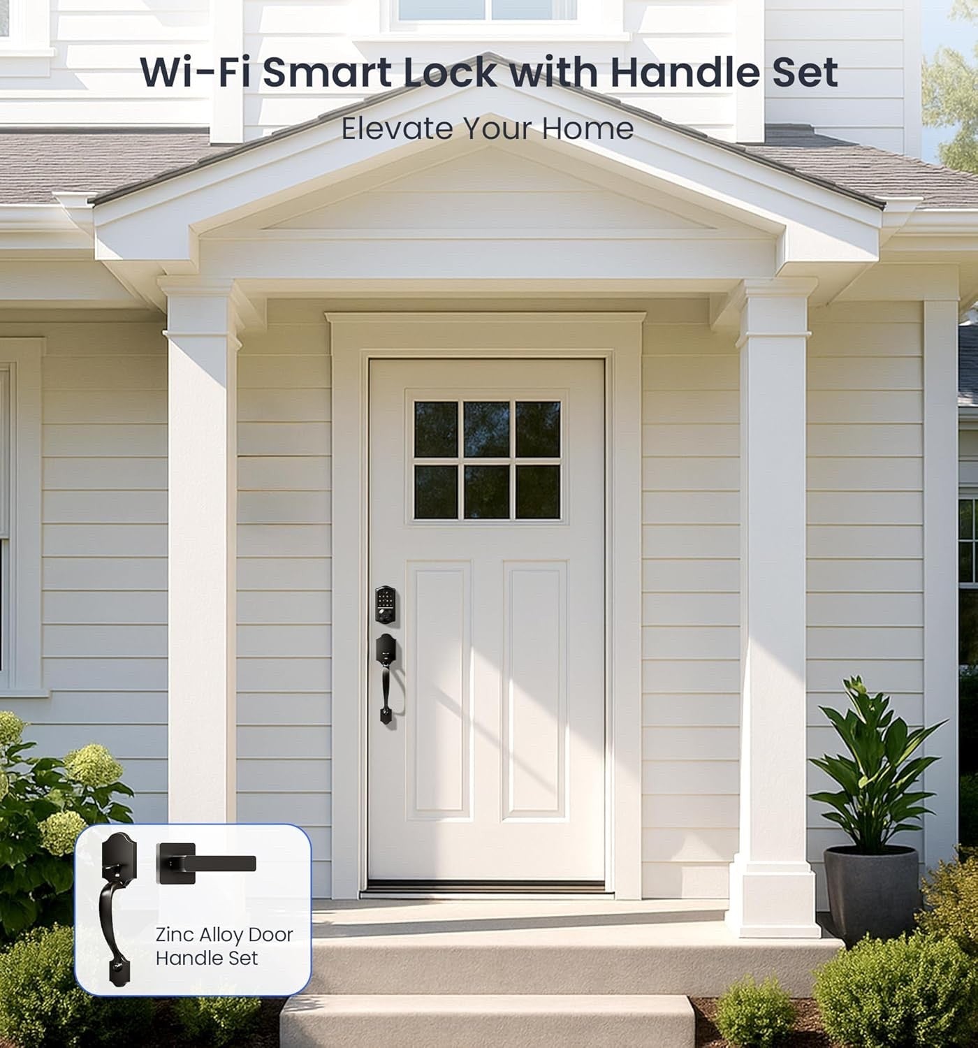 Veise VE017G-H Wi-Fi Smart Fingerprint Front Door Lock Set, Remote App Control,