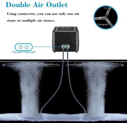 Carefree Fish 2 Air Outlets Air Pump  Powerful Adjustable Oxygen 12W
