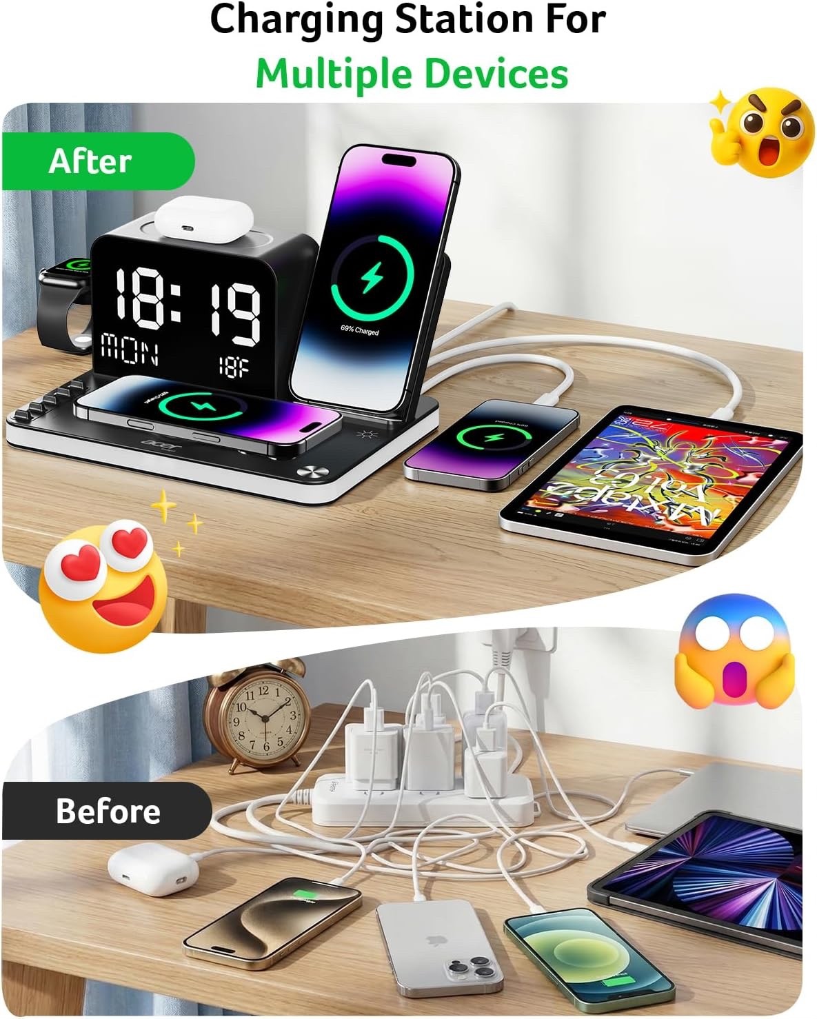 acer 7-in-1 Wireless Charging Station Charger Stand for Multiple Devices. SEALED