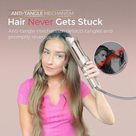 Upgraded Automatic Rotating Curling Iron - TYMO CurlPro Plus Long Barrel Curl