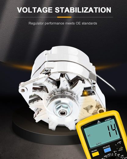 ROADFAR New Alternator High Output 100 AMP Chrome 1 Wire Replacement