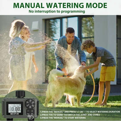NEXPOW 2-Zone Water Timer - Outdoor Irrigation Controller with Automatic, Rain