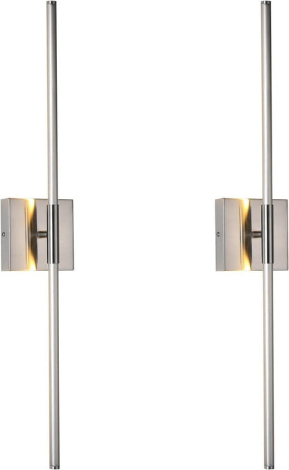 KUZZULL Modern Minimalist LED Bathroom Sconce, Brushed Nickel, 27.8" x 4.5.