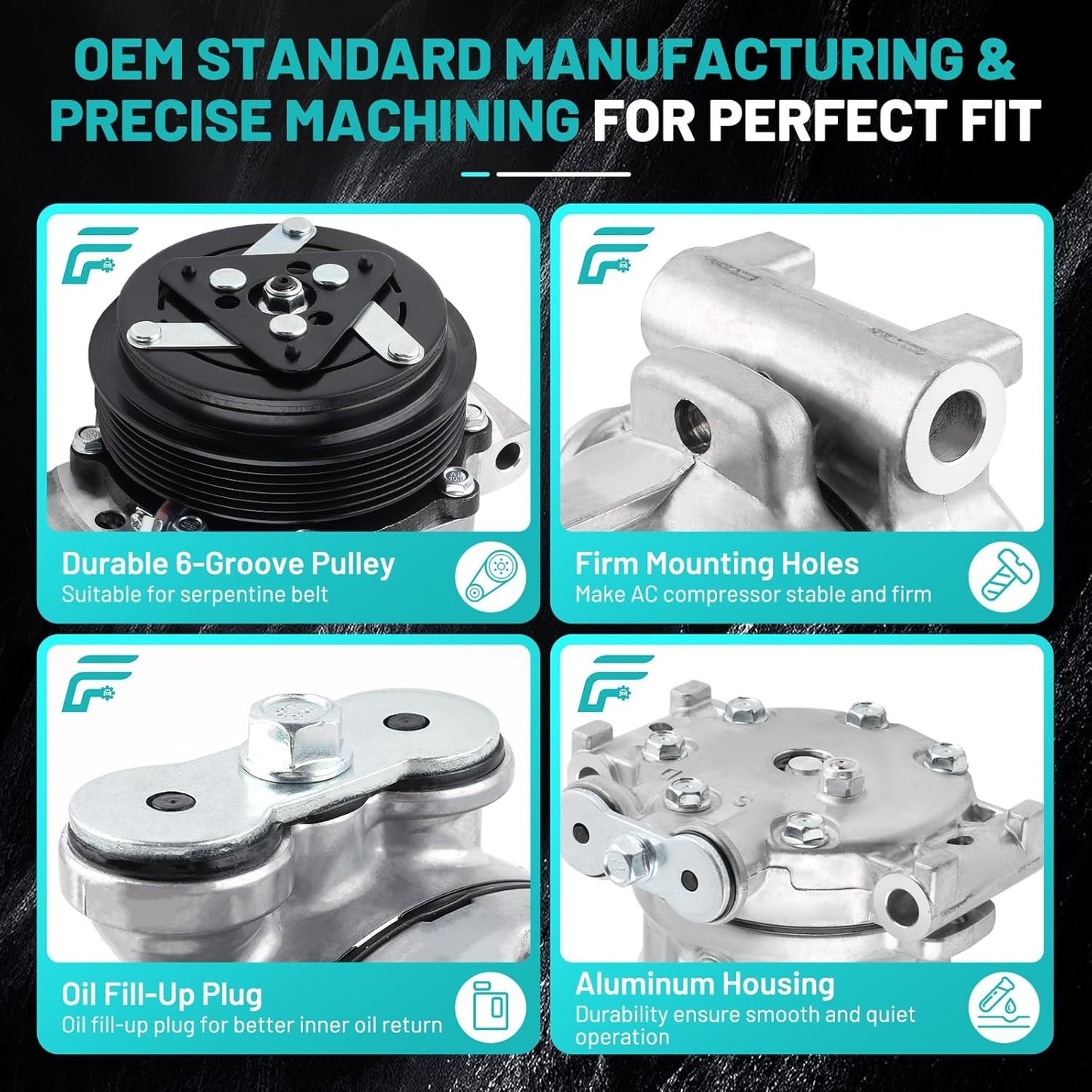 A/C Compressor Fit for Chevrolet K1500 K2500 K3500 P30, for GMC C1500 C2500 C350