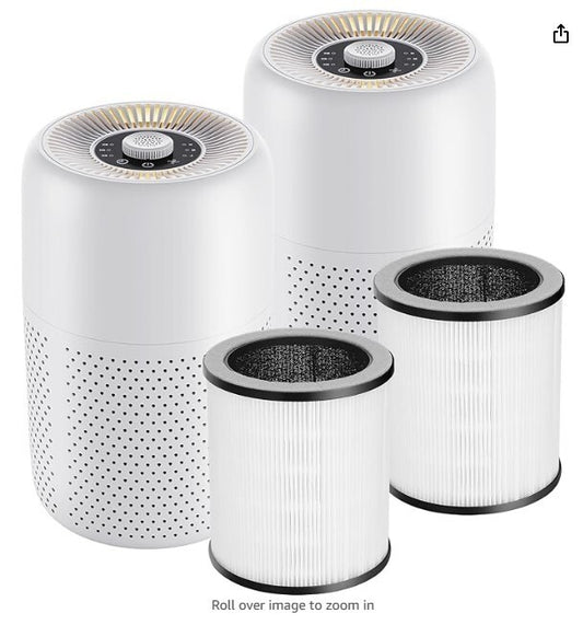 2 Pack  Air Purifiers for Bedroom,H13 HEPA Filters,Fragrance Sponge 24Db  P60