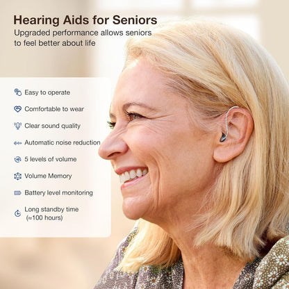 Hearing Aids for Seniors Rechargeable with Noise Cancelling, Hearing Amplifier