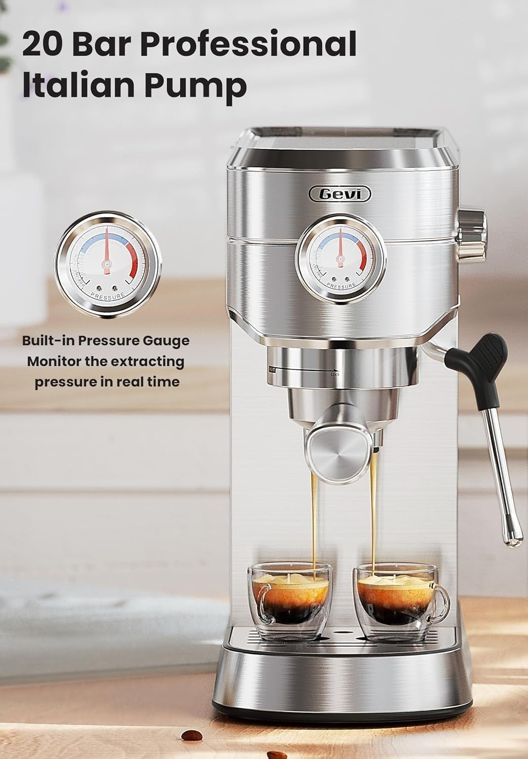 Gevi Espresso and Coffee Makers, Espresso Maker, Stainless Steel Commercial