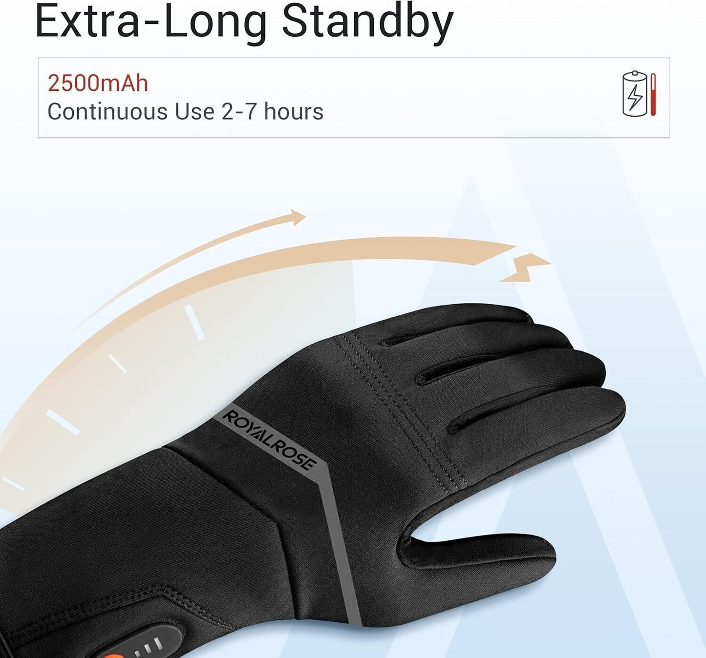 Heated Gloves Liners for Men Women, Rechargeable 7.4V 3000mAh Li-ion Batteries