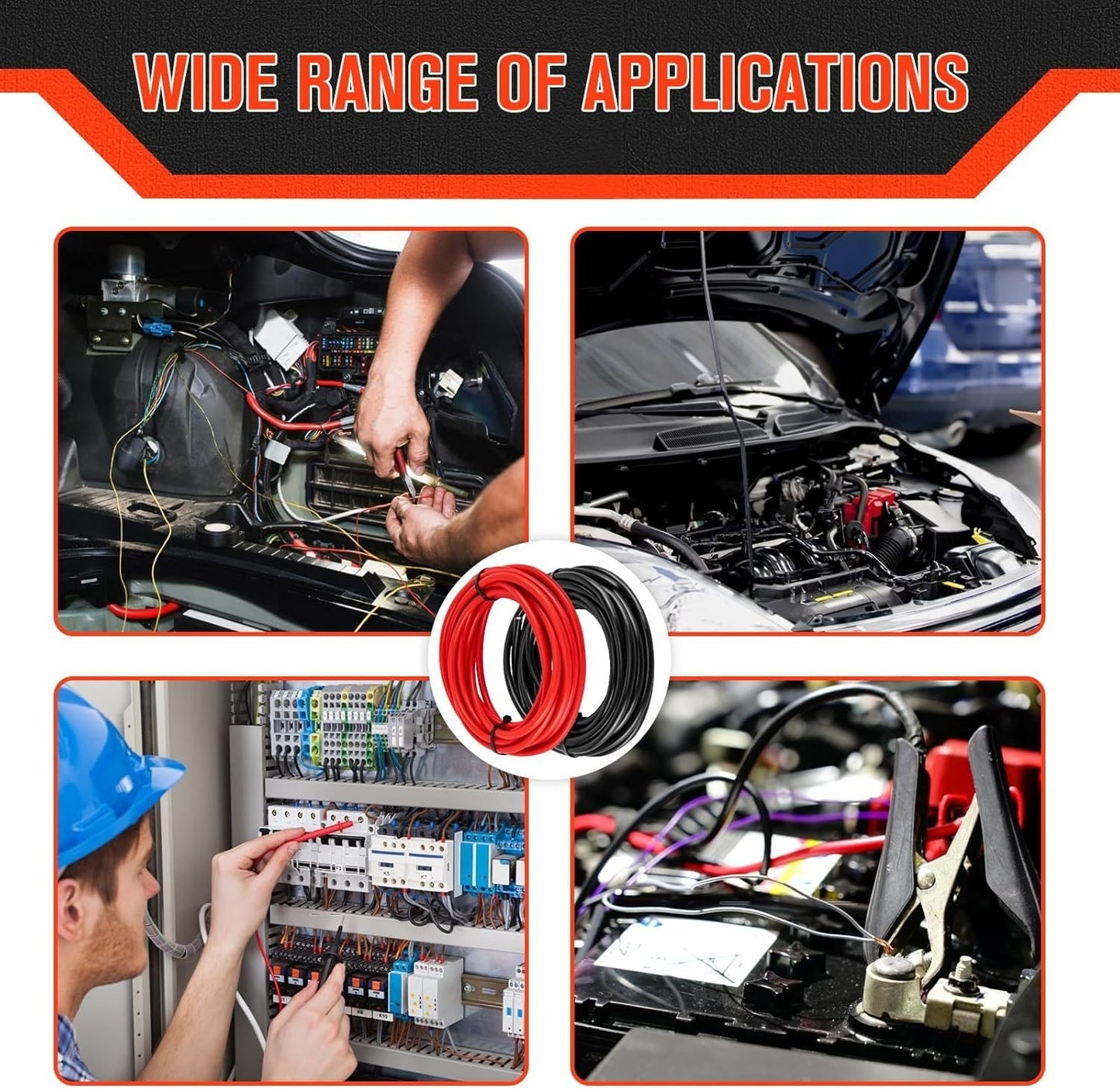 6 Gauge Wire 6 Awg Wires 20 FT Black + 20 FT Red, 6 Gauge Battery Cable 6awg Mar