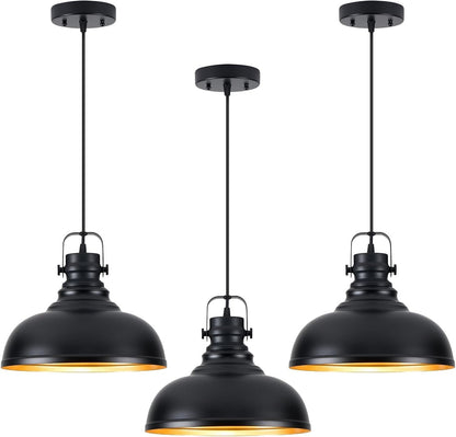 Refice 3 Pack Farmhouse Pendant Lights Black Pendant Lighting for Kitchen Island