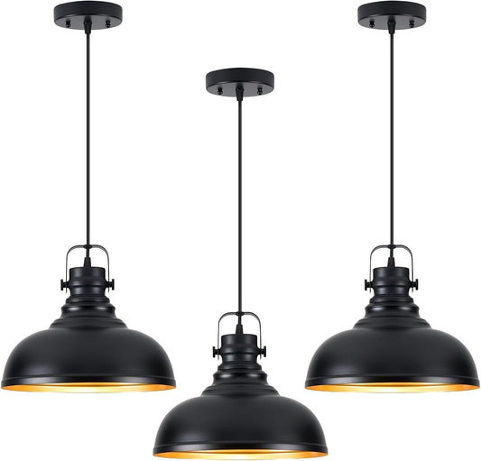 Refice 3 Pack Farmhouse Pendant Lights Black Pendant Lighting for Kitchen Island