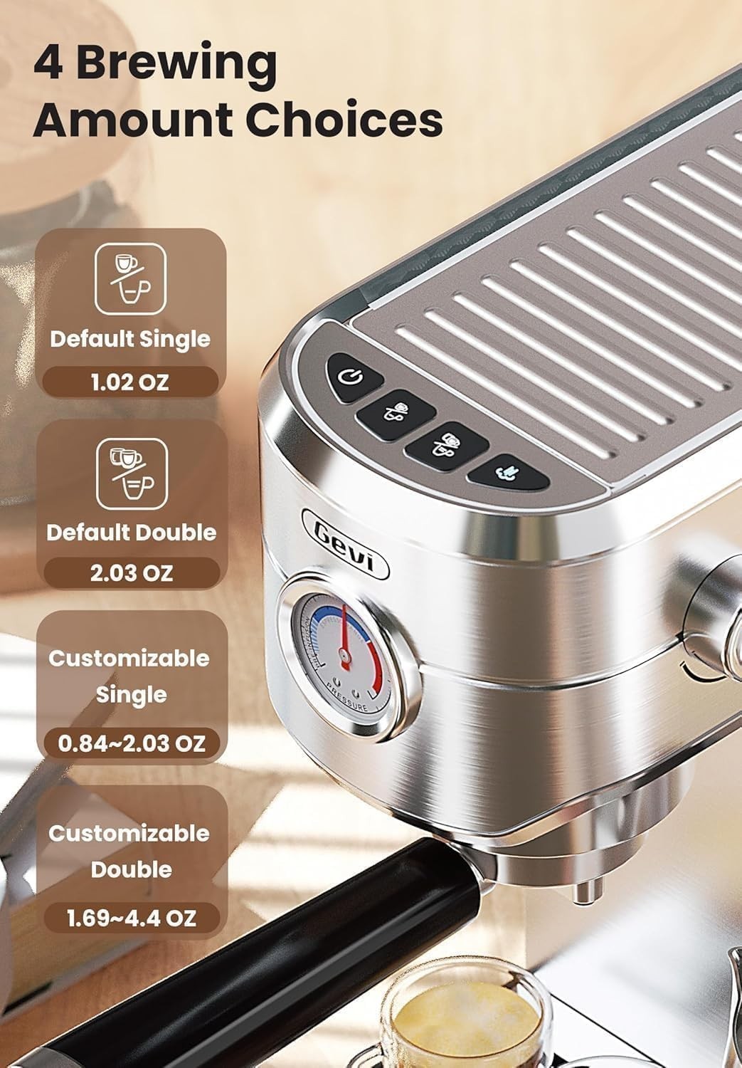 Gevi Espresso and Coffee Makers, Espresso Maker, Stainless Steel Commercial