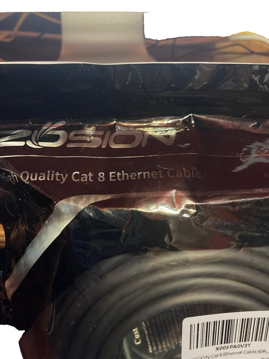 Ethernet Cable Super Speed 40Gbps Patch LAN Gold Plated 60FT - Black pack of 2