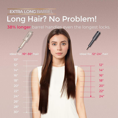 Upgraded Automatic Rotating Curling Iron - TYMO CurlPro Plus Long Barrel Curl