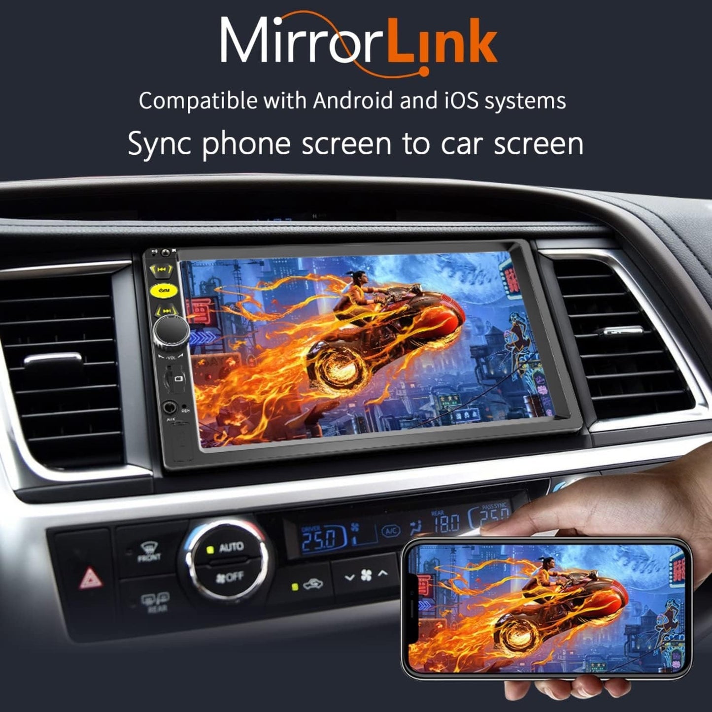 7 Double Din Touch Screen Car Radio with Apple CarPlay,7 Inch Bluetooth Car Ster