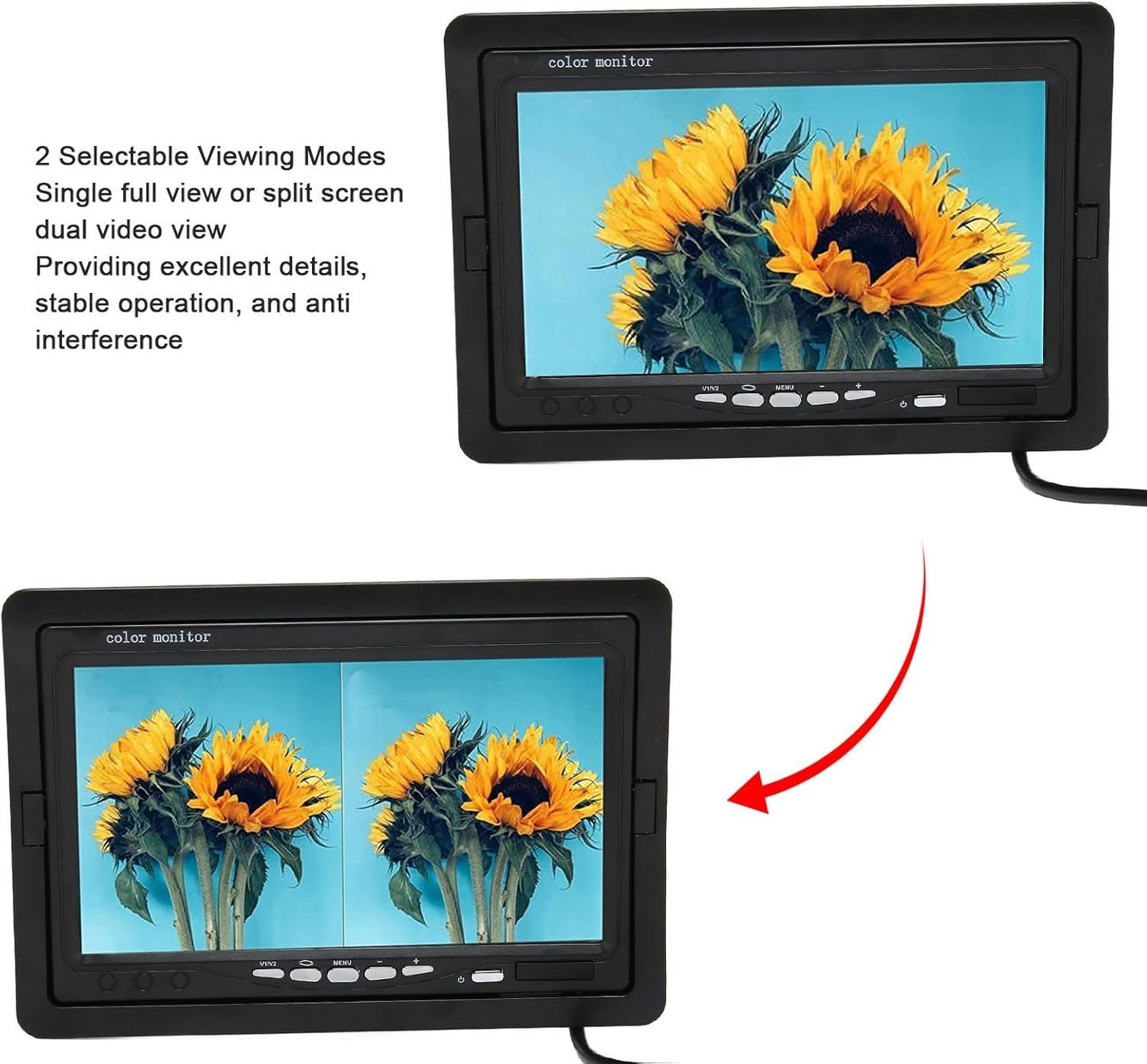 Car Monitor, Rearview Camera Monitor Support Screen Rotating Car Monitor Screen