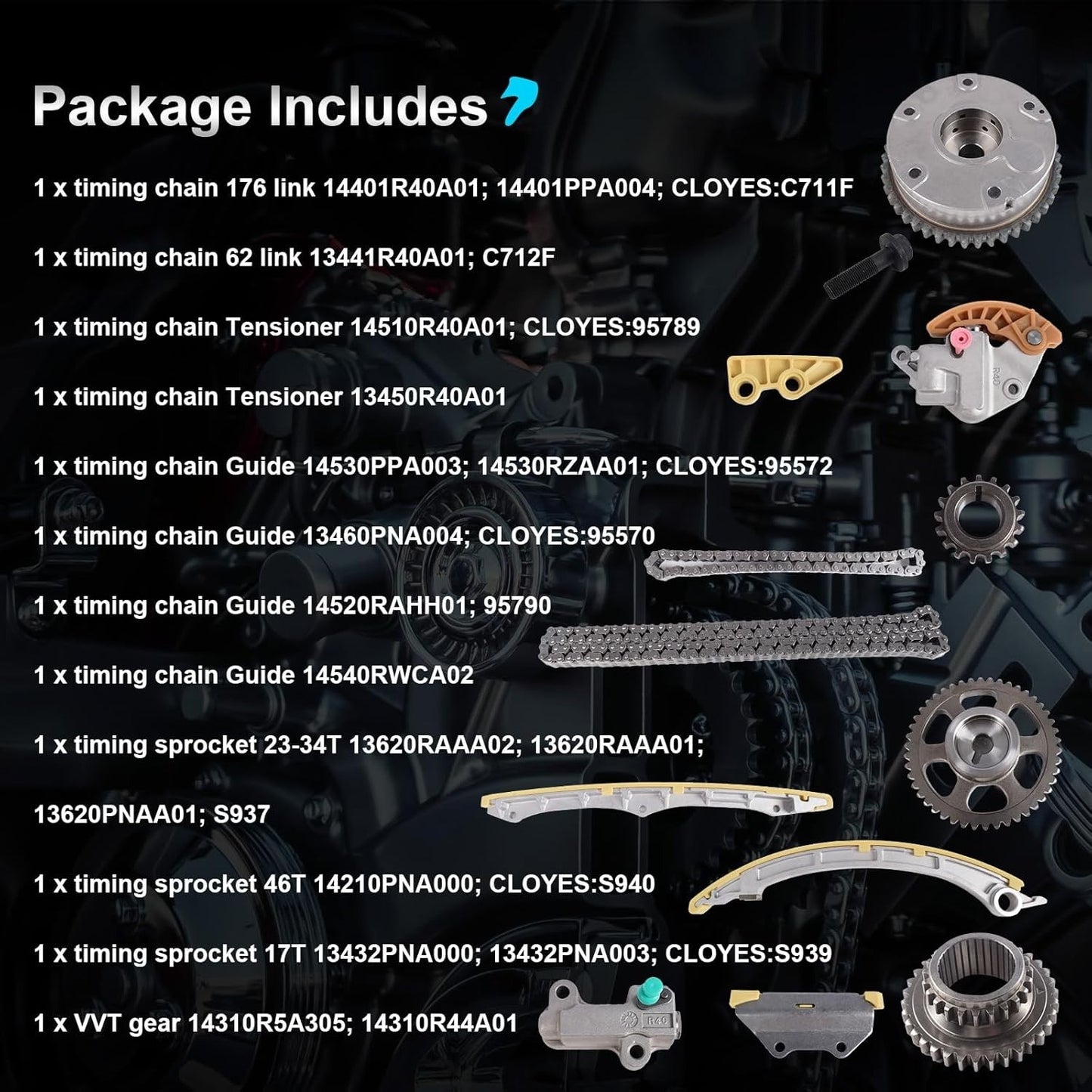 Timing Chain Kit for 2008-2015 Honda Acura ILX Accord Civic Crosstour CR-V 2.4L