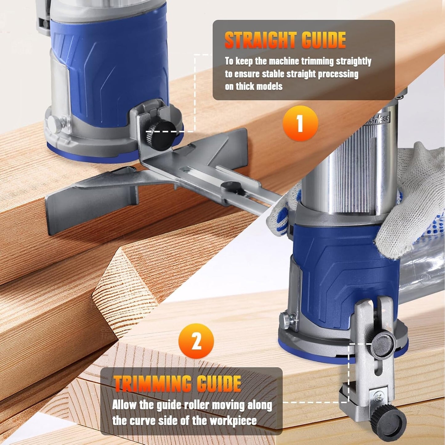 Cordless Compact Router, Mellif Brushless Palm Router Compatible with DeWalt 20V