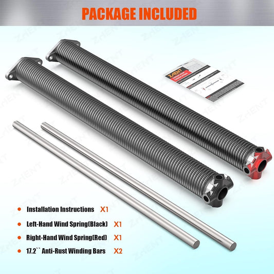 Garage Door Torsion Springs 2'' (Pair) with Non-Slip Winding Bars,High Quality