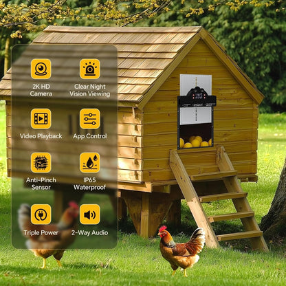 Besly HD AI Camera Automatic Chicken Coop Door, WiFi Solar Powered