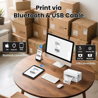 Bluetooth Thermal Label Printer, Wireless 4x6 Shipping Label Printers for Small