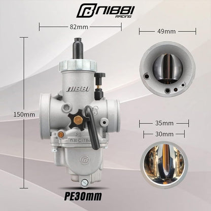 NIBBI PE30 Carb 30mm Carburetor Motorcycle Carburetor with Carb Jets Fit 250cc