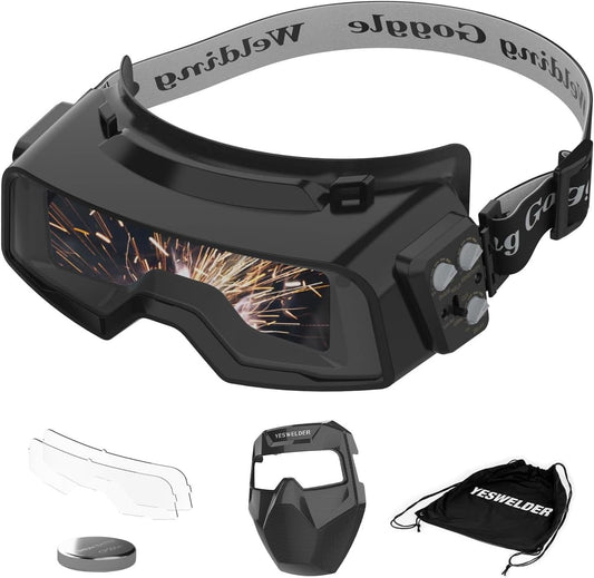 YESWELDER True Color Auto Darkening Welding Goggles, Wide Shade Range 4/5-9/9-13
